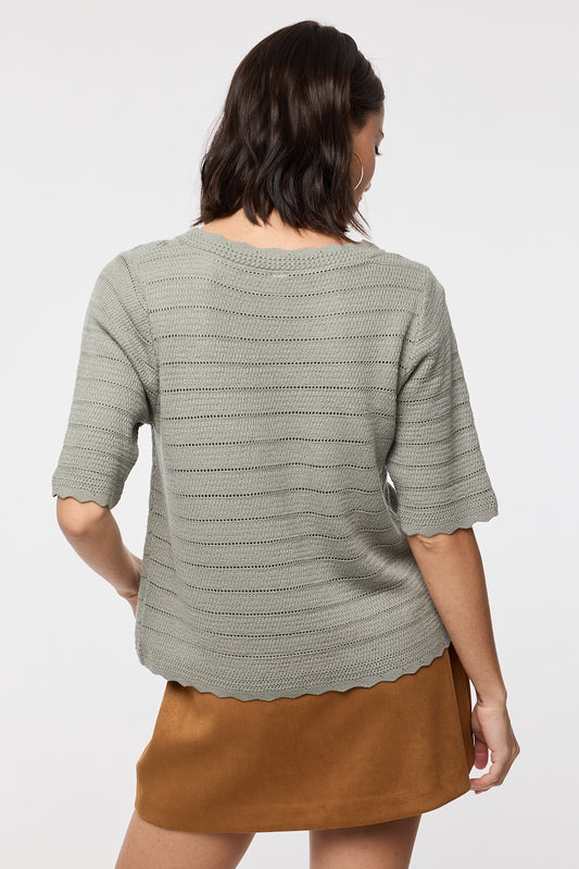 Scalloped Sweater Top