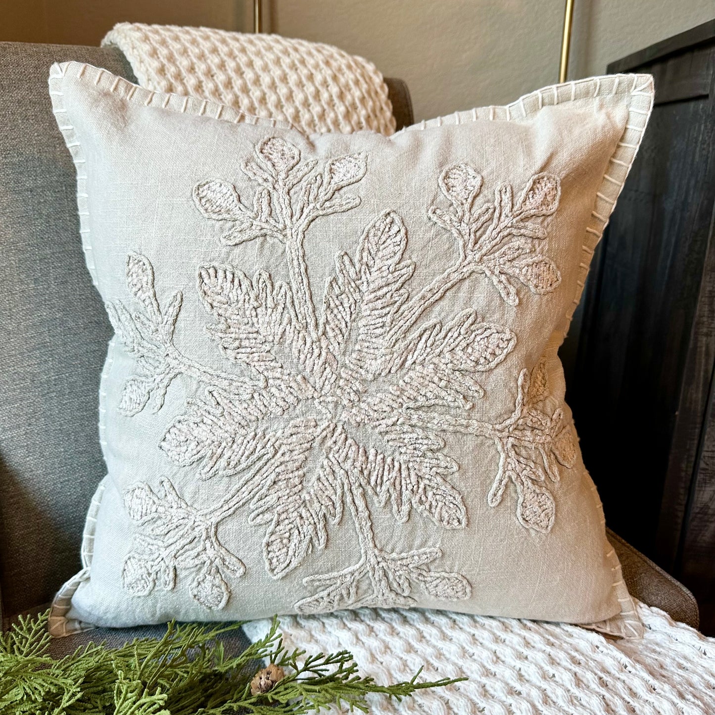 Beige Snowflake Pillow