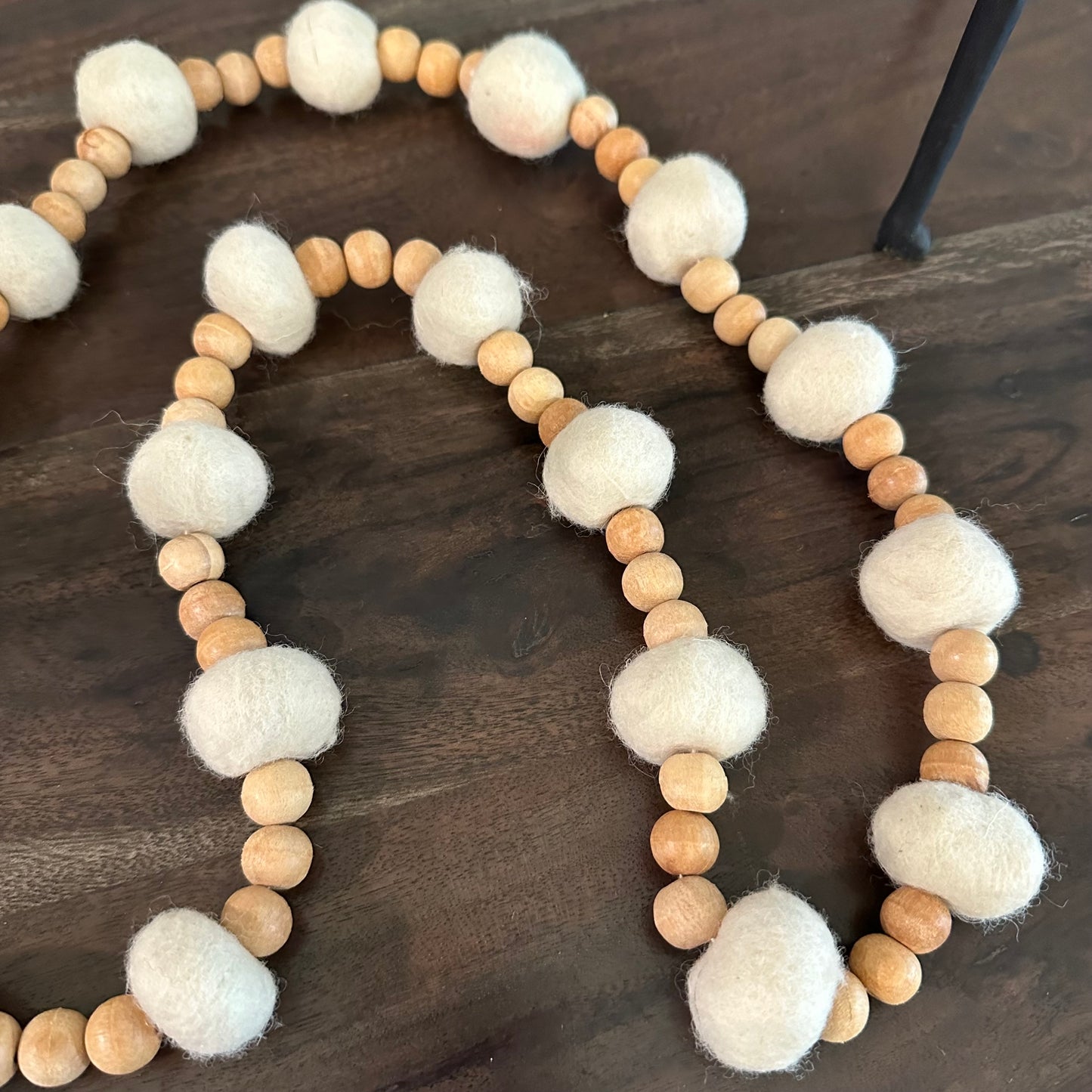 Wool and Wood Bead Garland
