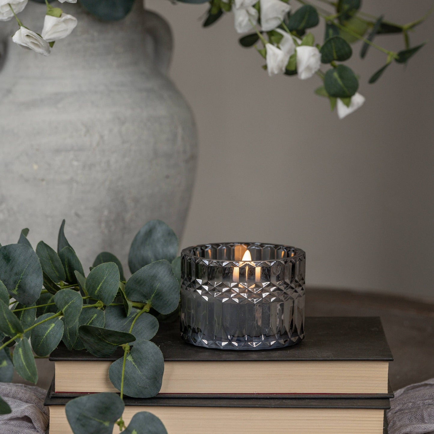 Charcoal Glass LED Candle