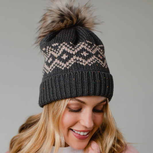 Gray Speckled Patterned Hat