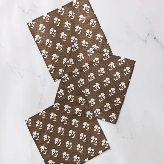 Geometry | S/3 Brown Bloom Dishcloth Set