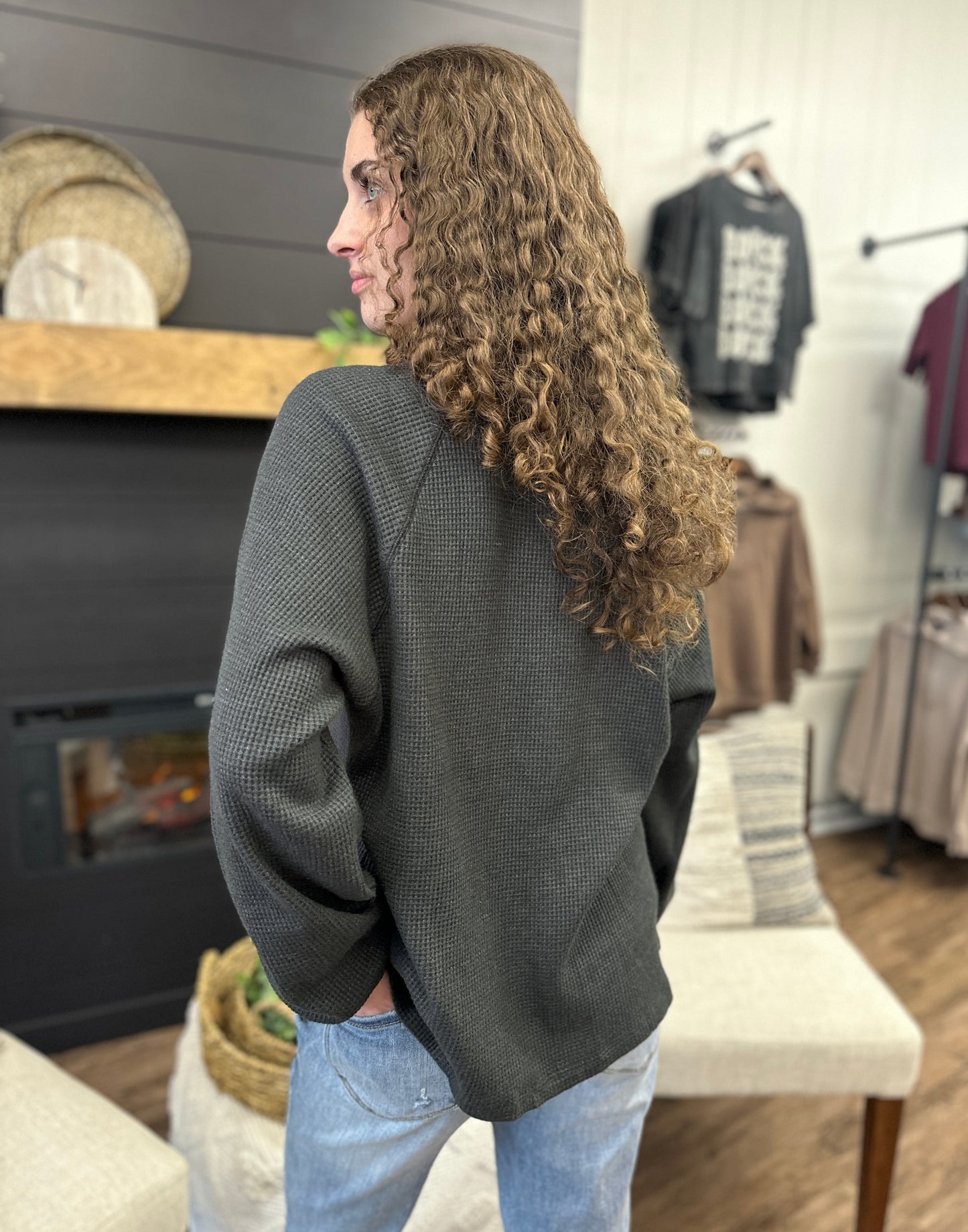 Waffle Knit Henley