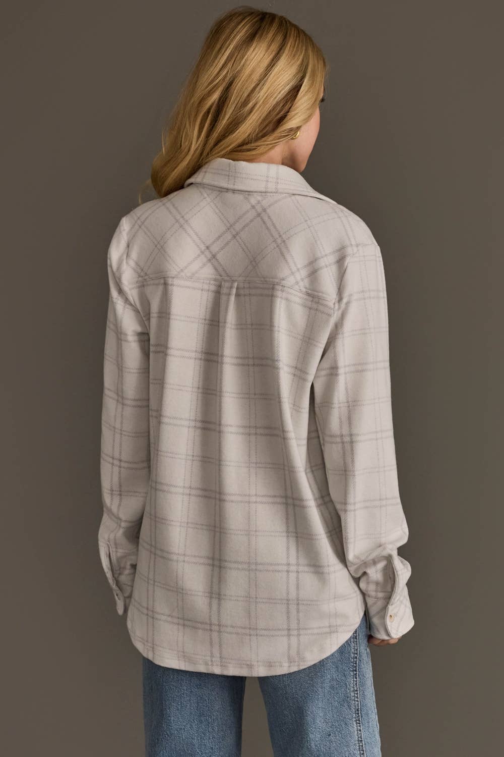 Stone Plaid Button Up