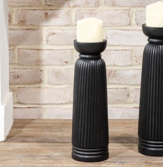 Black Wood Pillar Holder