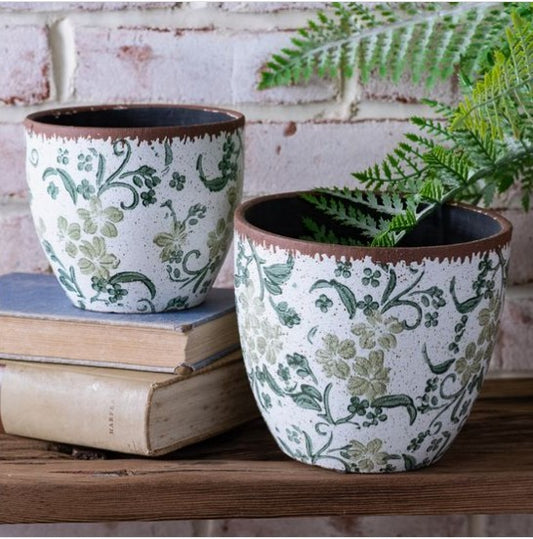 Green Floral Pattern Planter