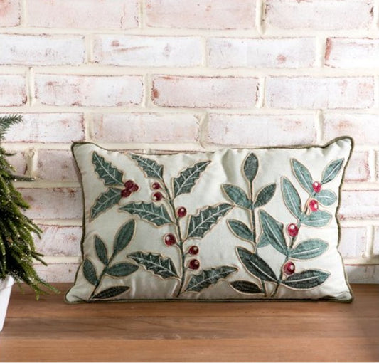 Lumbar Christmas Holly Pillow