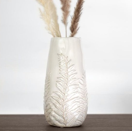 White Fern Vase