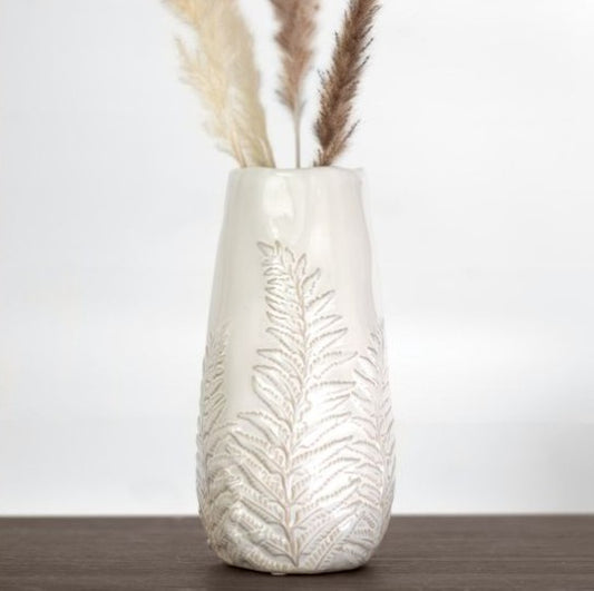 White Fern Vase