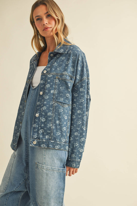 Floral Print Denim Jacket