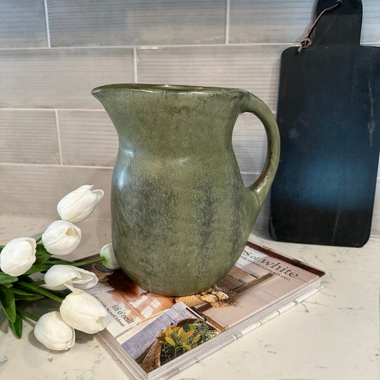 Green Stoneware Pitcher
