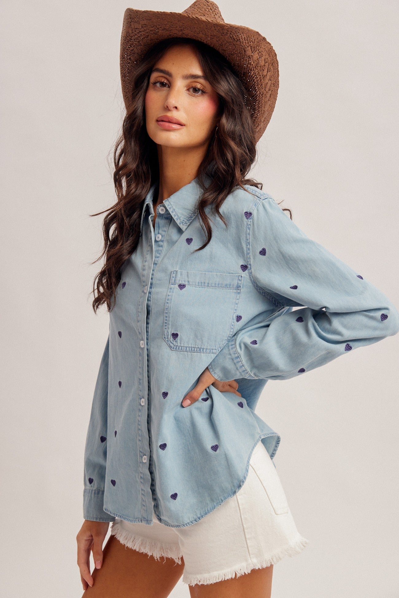 Heart Embroidered Shirt