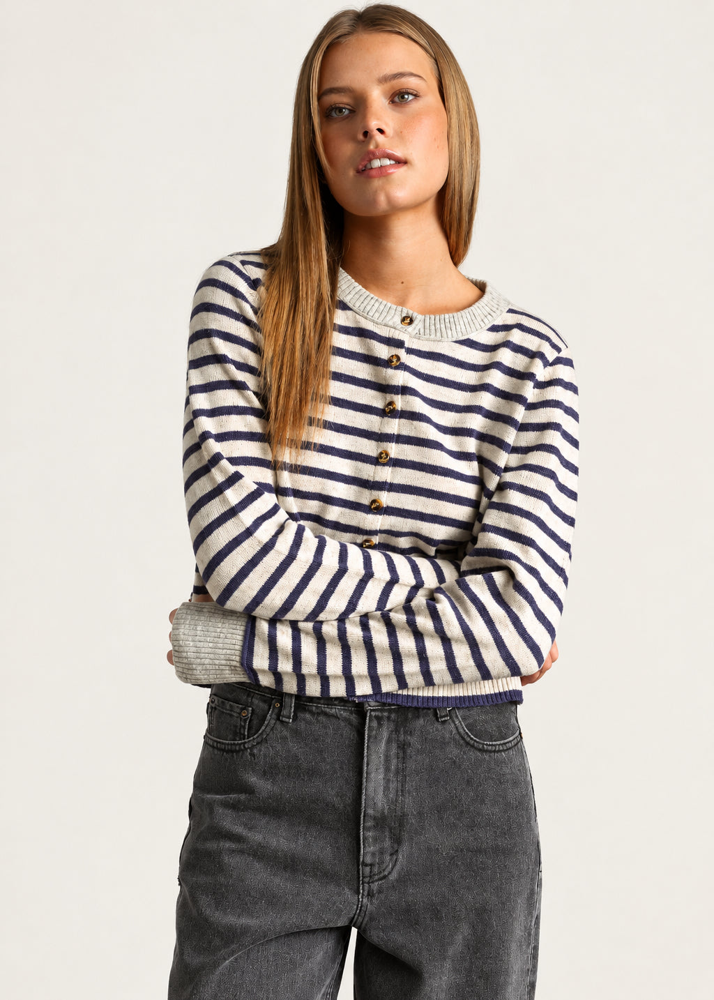 Stripe Button Cardigan