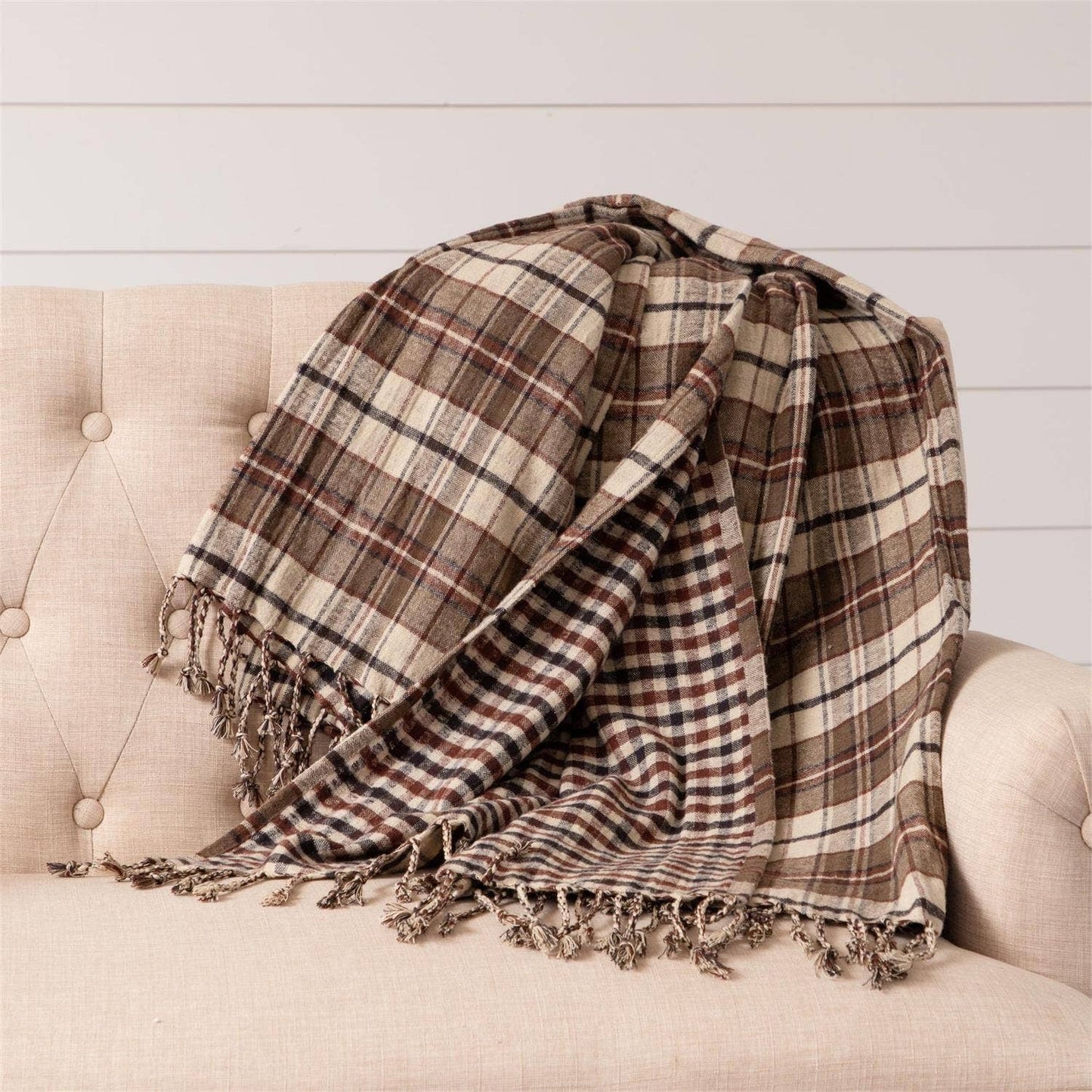 Brown Plaid Throw