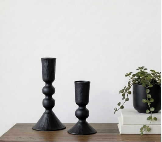 S/2 Black Candle Holders