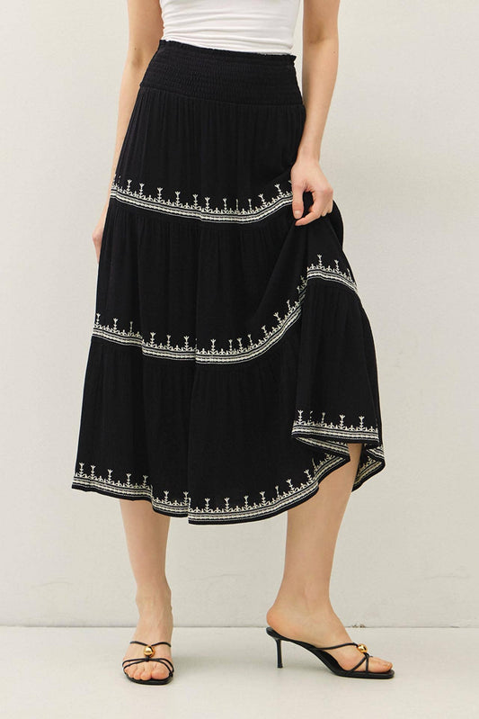 Embroidered Midi Skirt