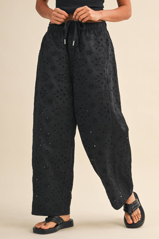Eyelet Wide Leg Pants
