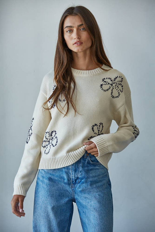 Floral Stitched Sweater