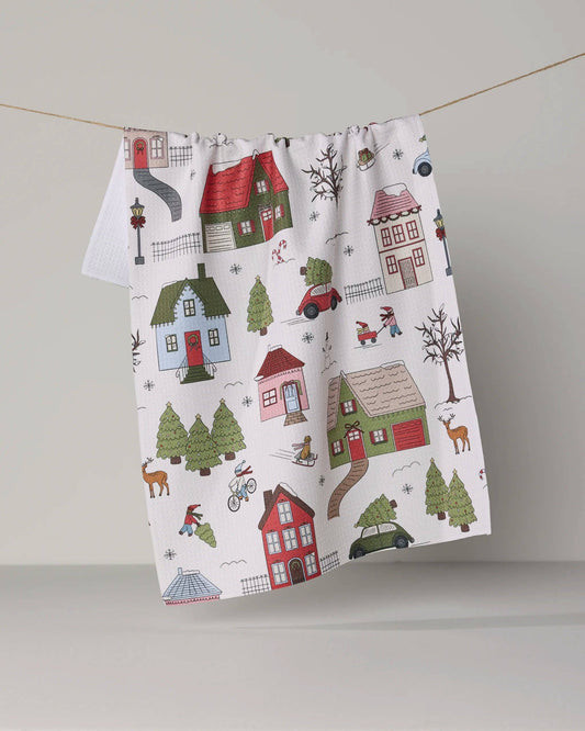 Winter Village Tea Towel