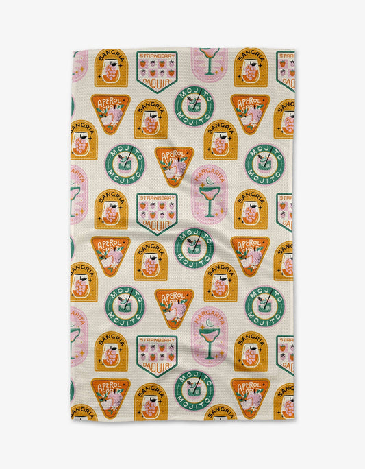 Geometry Cocktail Badges Tea Towel
