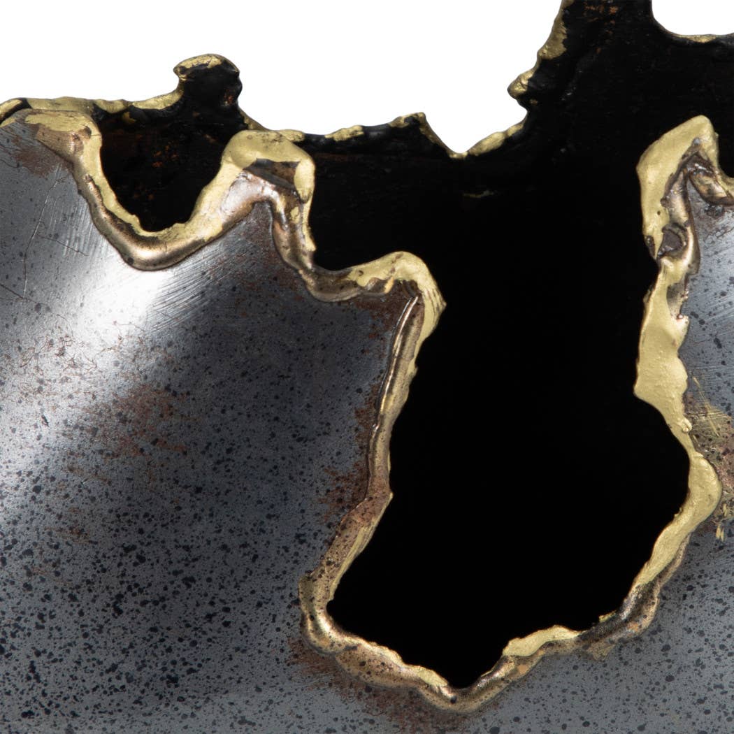 Wide Black Metal Vase