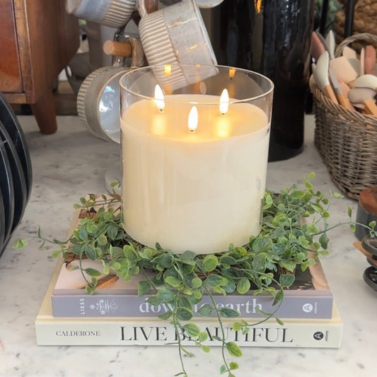 3 Wick LED Glass Candle