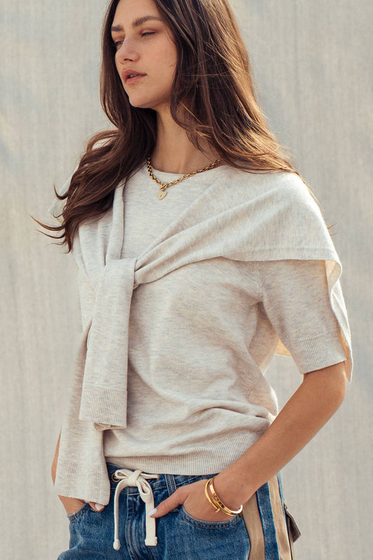 Layered Tie-Front Top