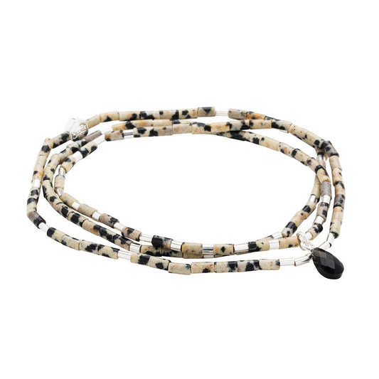 Teardrop Stone Wrap Bracelet | Dalmatian Jasper