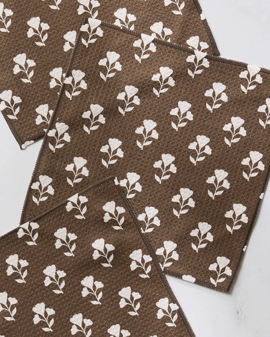 Geometry | S/3 Brown Bloom Dishcloth Set
