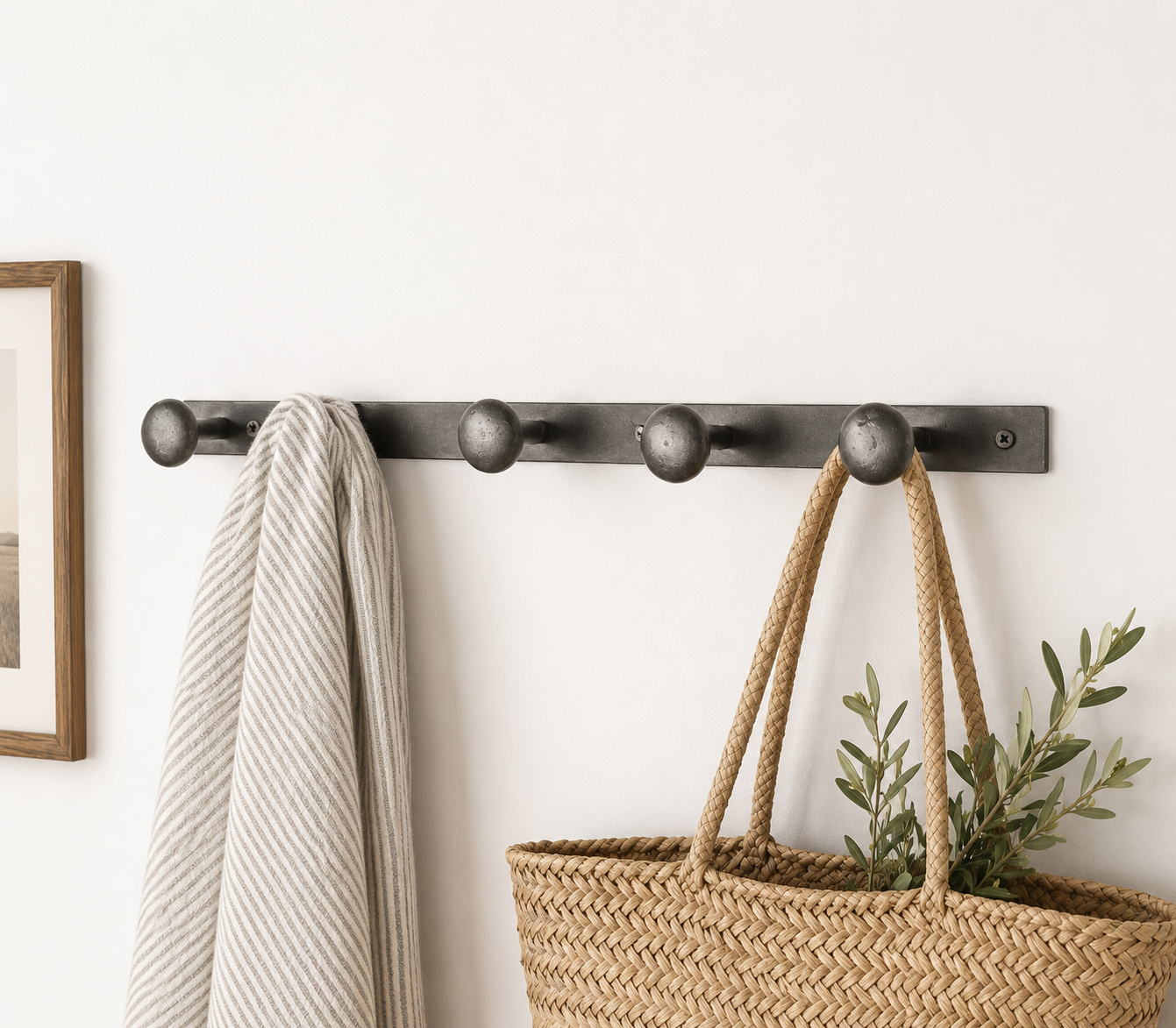 5 Peg Black Metal Coat Rack
