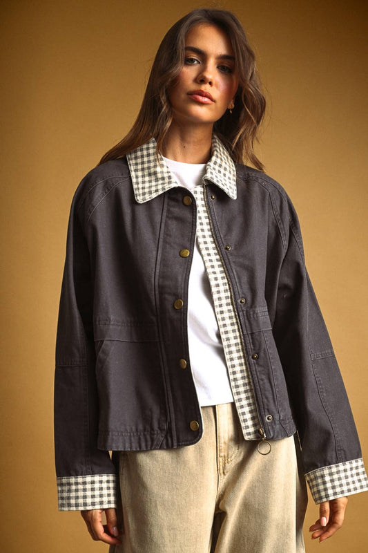 Gingham Collar Jacket