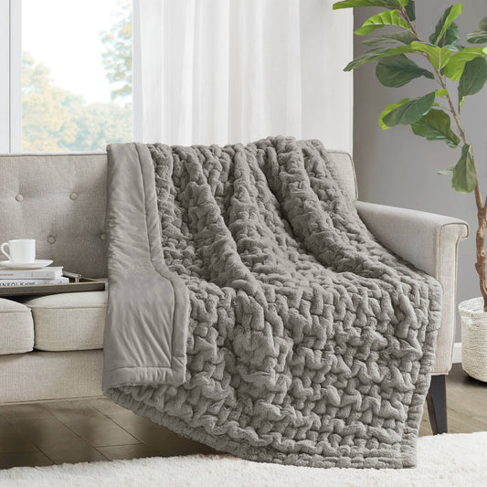Gray Plush Throw