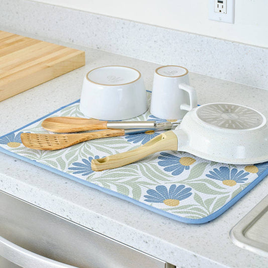 S/2 Dish Drying Mats | Blue Coneflower