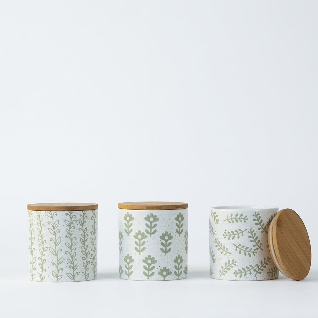 Leafy Stoneware Canister