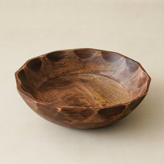 Scalloped Mango Wood Bowl
