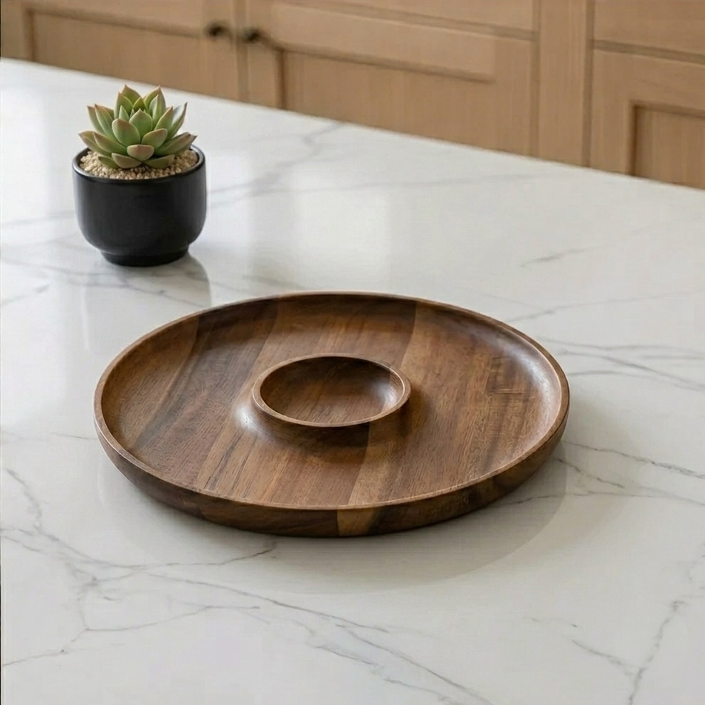 Wood serving tray for chips and dip, fruit, crackers, cheese. Hostess gift