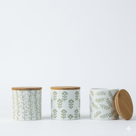 Leafy Stoneware Canister