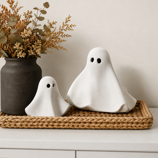 S/2 White Ceramic Ghosts