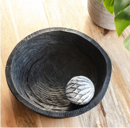 Black Wood Dough Bowl