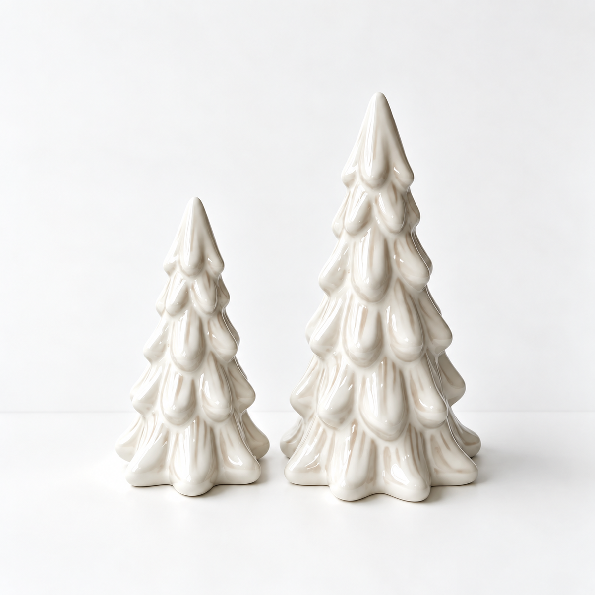 S/2 Winter White Ceramic Trees