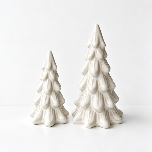 S/2 Winter White Ceramic Trees