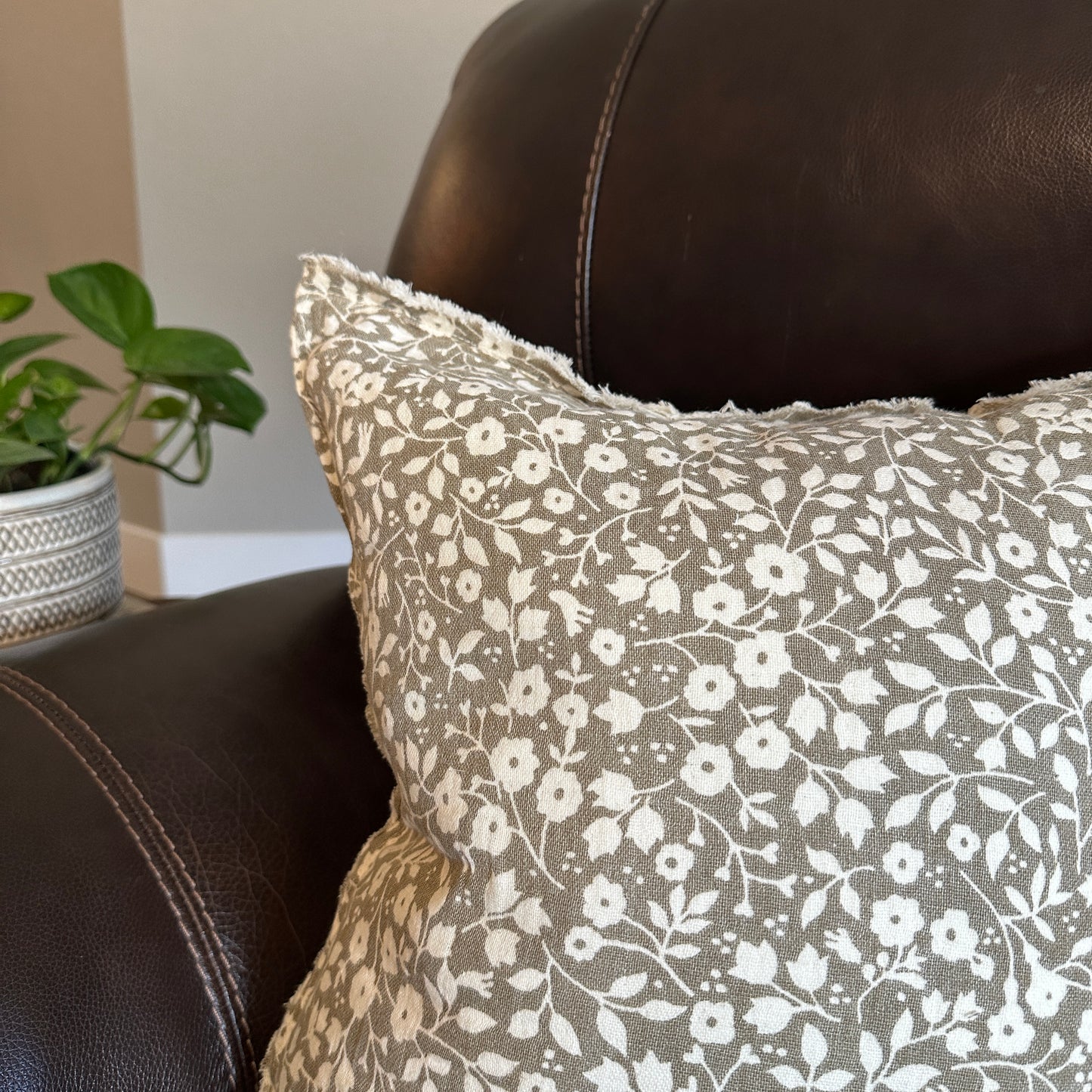 Beige Floral Pillow