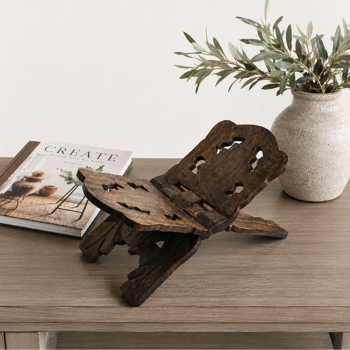 Carved Wood Book Holder