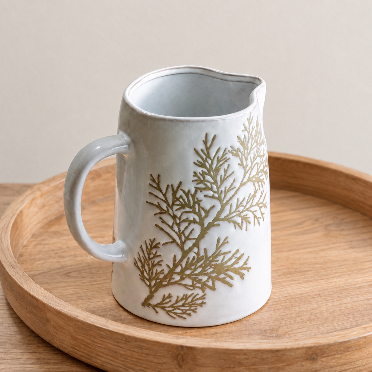 Stoneware Branch Pitcher