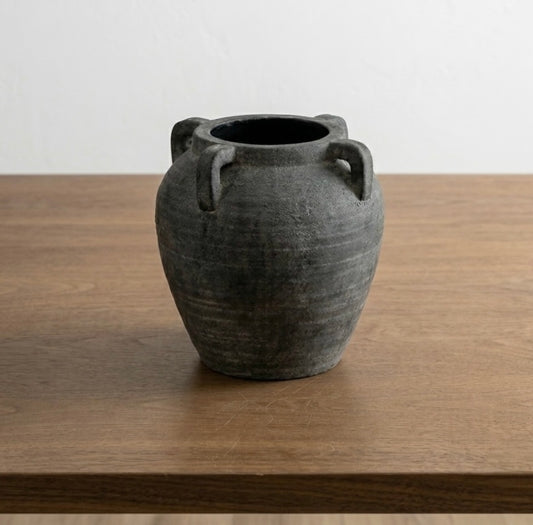 Charcoal color handled ceramic decorative vase