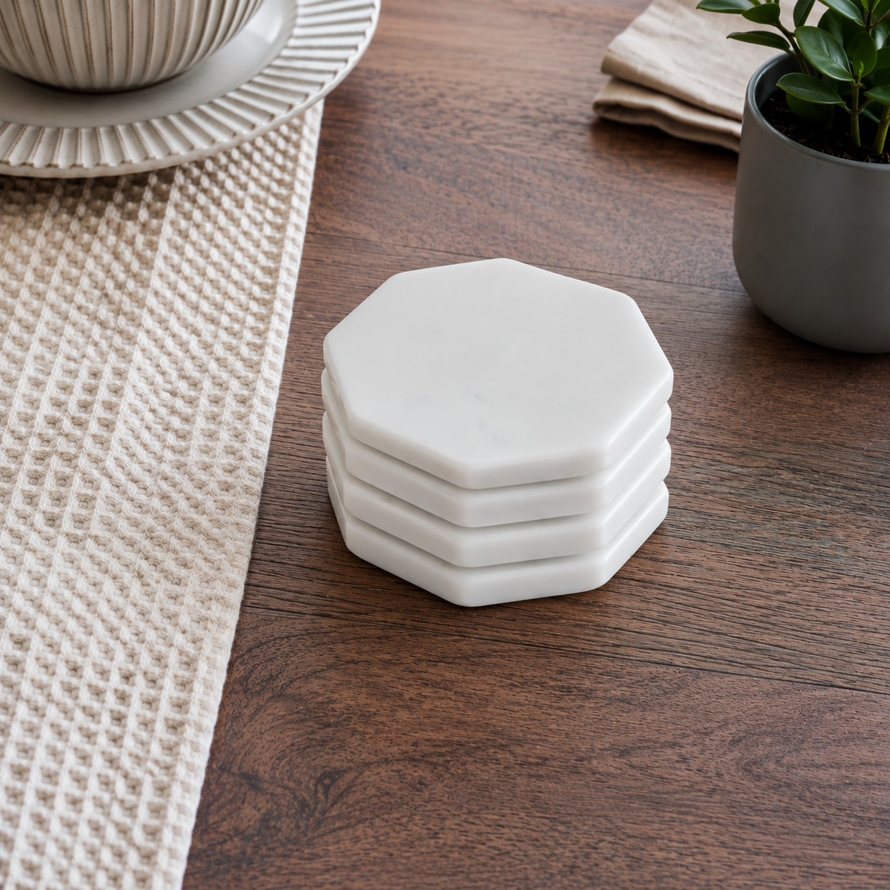 S/4 Marble Octagon Coasters
