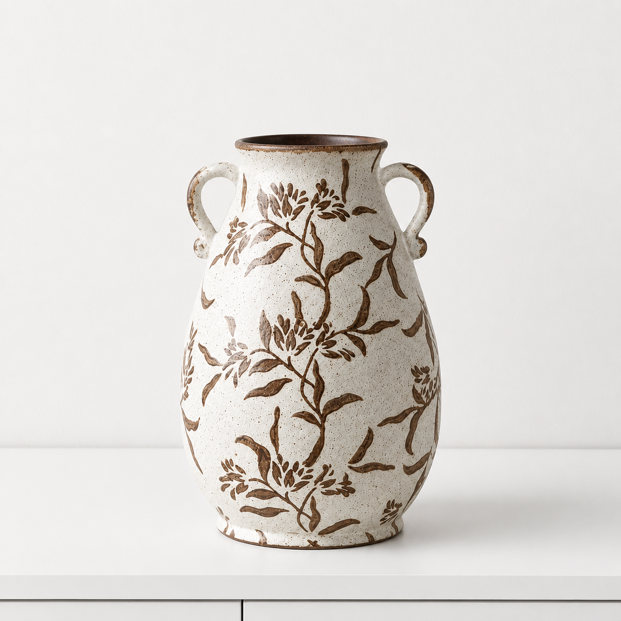 Brown Leaf Pattern Vase