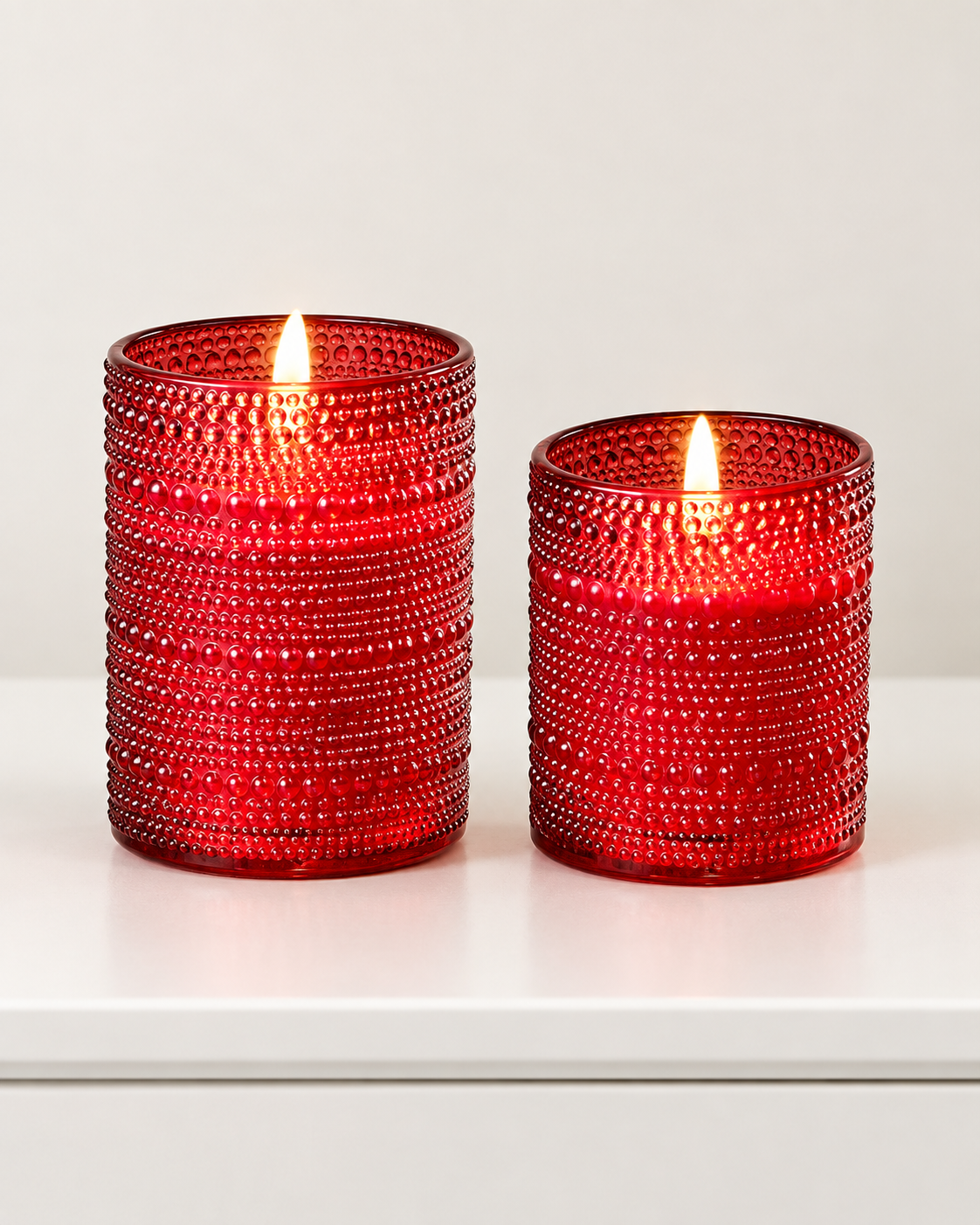 Red Bubble Glass LED Candle