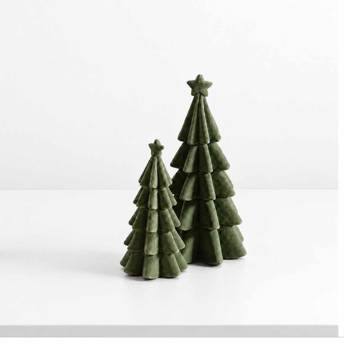S/2 Green Velvet Trees