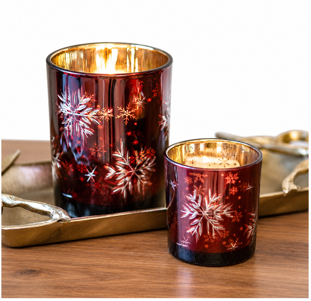 Red Glass Snowflake Votive